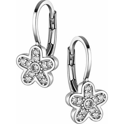 Zlaton Náušnice bílé zlato květina se zirkony visací 1.5cm 2.05g 000591402252