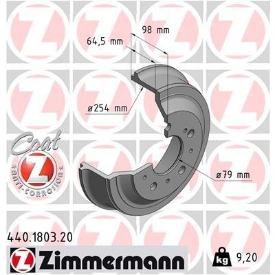 Brzdový bubon ZIMMERMANN 440.1803.20