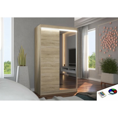 Nábytek PEGAS se zrcadlem a LED osvětlením REWENA 120 Sonoma/Sonoma