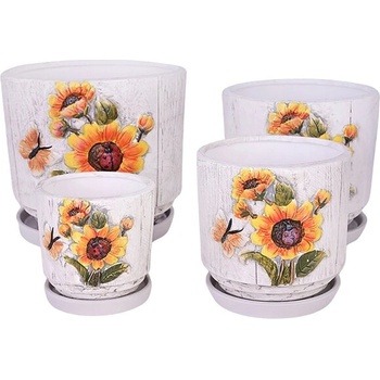 Елеганц Кашпи 4 бр керамика Слънчоглед (23012)