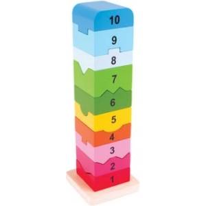 Bigjigs Toys Bigjigs- Дървена кула с елементи от 1 до 10 (BB107)