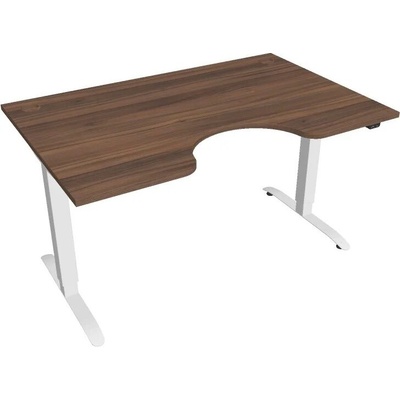 Hobis Office Pro psací stůl Motion MS ERGO 2 Šířka: 140 cm, Barva desky: ořech, Barva kovu: bílá RAL 9016 Šířka 120-180 cm / 27 barevných variant