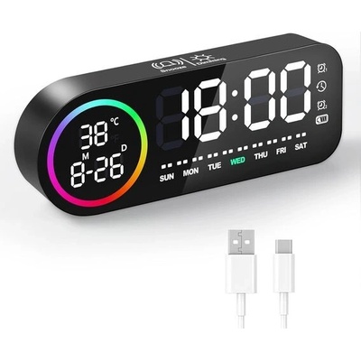 Digitální budík Diboniur, digitální LED budík, duální budík, napájení z USB/baterií, budík s funkcí – Zboží Dáma