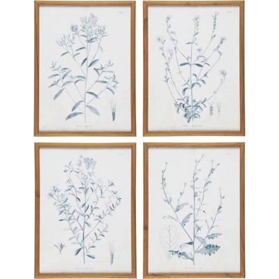 Ib Laursen Obraz v rámu Green Flower Motif 30 × 40 cm A, modrá barva, sklo, dřevo, papír