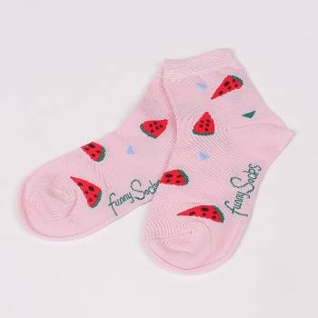 Розови детски чорапи с парченца диня