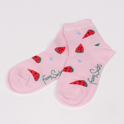 Розови детски чорапи с парченца диня