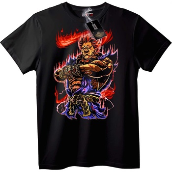 NOONEBRAND Тениска Огнен Аниме Воин - 2XL, Black