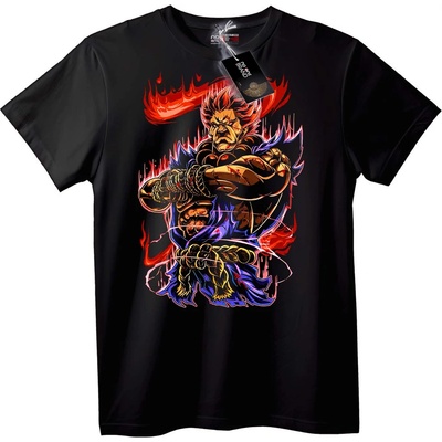 NOONEBRAND Тениска Огнен Аниме Воин - 2XL, Black