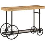 vidaXL Конзолна маса, 112x36x76 cм, мангово дърво масив и желязо (353332)