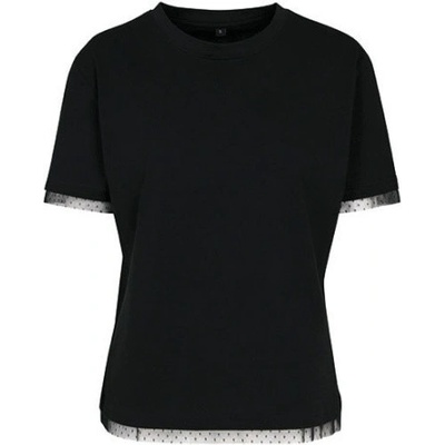 Build Your Brand Dámske tričko s čipkou BY124 Black