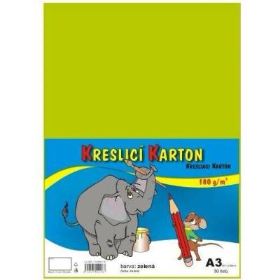 Kreslící karton světle zelený A3 180gr. / 50 ks