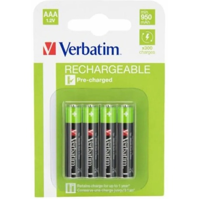 Verbatim Акумулаторна батерия Verbatim, AAA, HR03, 950 mAh, 4 броя