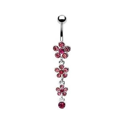 Šperky4U visací piercing do pupíku kytičky WP01057-P