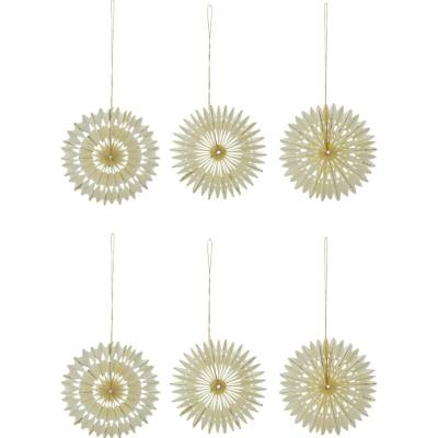 House Doctor Papírové ozdoby Stelle Off White Ø 10,5 cm – set 6 ks, krémová barva, papír