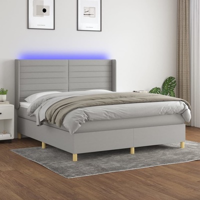 Petrashop 3138973 boxspring postel s matrací a LED světle šedá textil