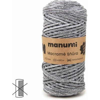 Manumi Macramé šnúra 3mm tmavosivé odlesky - 1 ks
