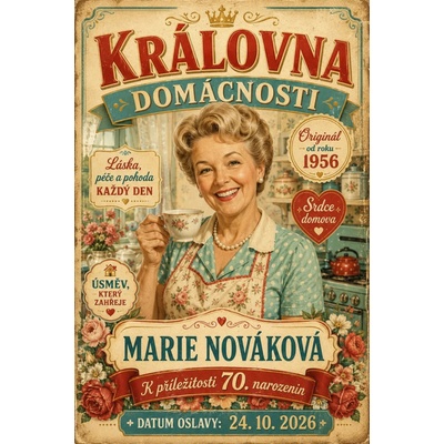 Bezvadary.cz | Retro plakát královna domácnosti s vlastní fotografií - A3 (42x30cm) rp14
