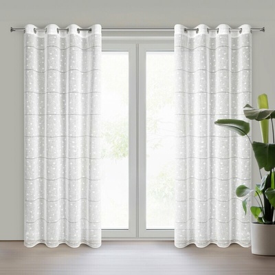 Takoy Vianočná záclona 140x250 cm biela s drobnými hviezdičkami-HF-478297 | 140 x 250 cm