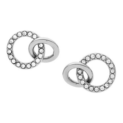 Fossil Třpytivé ocelové náušnice s kroužky Hazel JOF00626040