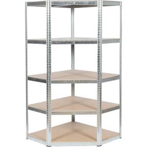 Carmen Ъглов метален стелаж Carmen CR-1019 - 180x90x45 см, до 275 кг на рафт - цинк (3580559) - tierradesign