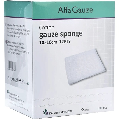 Alfa Gauze Стерилните компреси 10cm x 10cm x12ply 100 броя