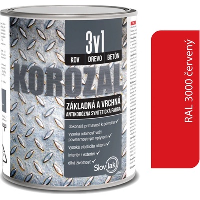 SLOVLAK KOROZAL 3 v 1 RAL3000 červená 0,75L