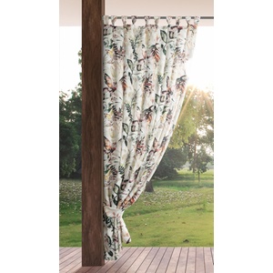 Eurofirany Garden outdoor curtain with loop curtain - 1 piece. Removable loops, sun protection, privacy screen, windproof, waterproof curtain for gazebo, terrace, pergola, 155 x 240 cm, gray print - ZAS/GARDEN