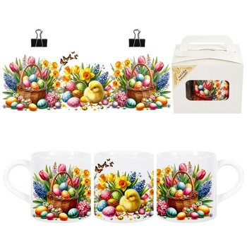 Великденска чаша с великденски яйца и цветя - 150 мл (К101286-3)