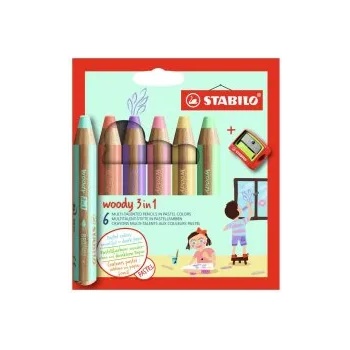 Image 1 of STABILO Моливи Woody Pastel, 6 цвята + острилка