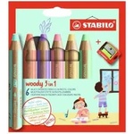 STABILO Моливи Woody Pastel, 6 цвята + острилка