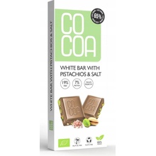 Cocoa Biela čokoláda s pistáciami a soľou 60% menej cukru Bio 40 g