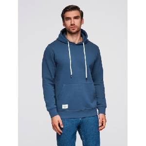 Ombre Clothing Мъжки суитшърт BASIC с качулка и джоб - тъмно синьо V4 B1674 Ombre Clothing Ombre Clothing | Sin | МЪЖЕ | S