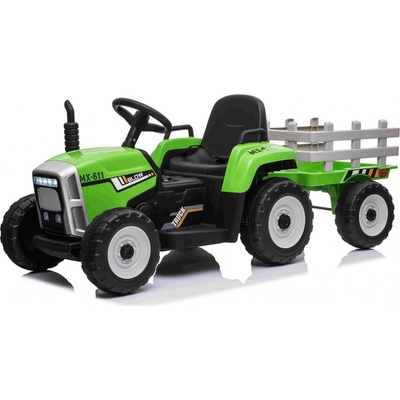 LeanToys dětský elektrický traktor s vlečkou zelená