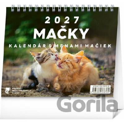 NOTIQUE Stolový kalendár Mačky s menami mačiek 16,5 x 13 cm 2027