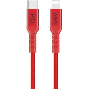 WIWU Кабел за данни WIWU за iPhone 14 Plus / 14 Pro Max / 14 Pro, Type-C - Lightning, 100 см, ЧЕРВЕН (WP101_R)