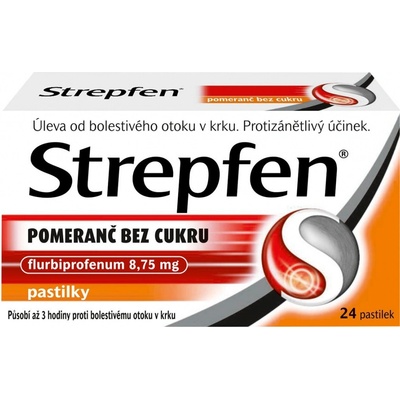 Strepfen s pomarančovou príchuťou bez cukru pas.ord.24 x 8,75 mg
