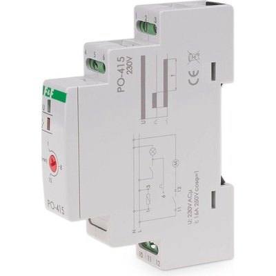 PO-415/230 - Dobehové (ventilátorové) časové relé, 230V, 10A, 1x NO/NC