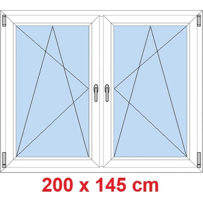 Soft Dvoukřídlé plastové okno 200x145 cm OS+OS se sloupkem Bílá