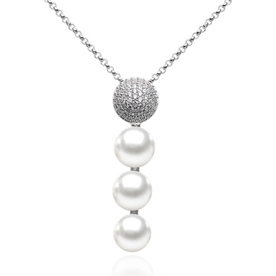 Stříbrný řetízek Sidonia s přívěskem s přírodními perlami a zirkony GRP17454PW