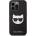 KARL LAGERFELD Saffiano Choupette Head Case - дизайнерски кожен кейс за iPhone 14 Pro (черен)