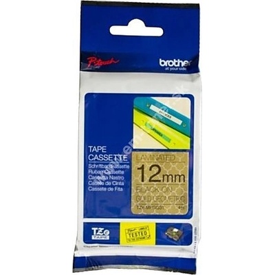 páska BROTHER TZeMPGG31 čierne písmo, zlatá geometrická paterna Tape (12mm)
