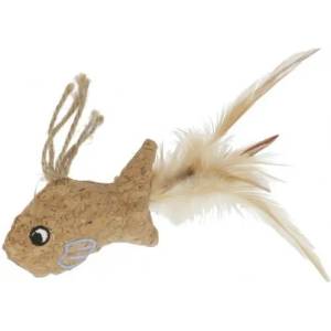 Kerbl Играчка за котки Kerbl Fish Korki - рибка от корк с опашка от пера и котешка трева, 21 х 10 см, Германия 81672