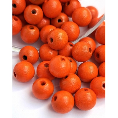 Detoa dřevěné korálky oranžové 10 mm 10 ks
