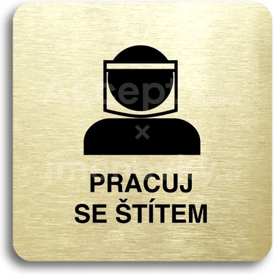 ACCEPT Piktogram pracuj se štítem III - zlatá tabulka - černý tisk bez rámečku