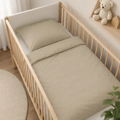 Takoy Dětské povlečení do postýlky bavlněný satén 135x100 světle hnědá-HT-01025 | 100 x 135 cm