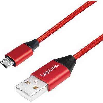 Logilink CU0151 USB 2.0, USB A vidlice, USB B micro vidlice, 0,3m, červený