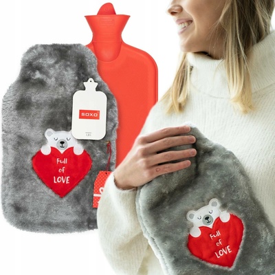 SOXO gumová láhev na horkou vodu 1,8L Full of Love