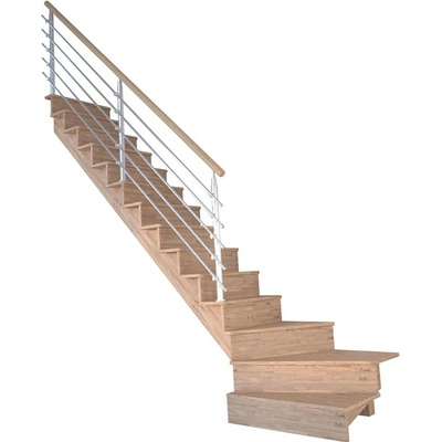 StarWood Schody Lindos Pro dubové levé 80cm uzavřené design. nerez. zábradlí