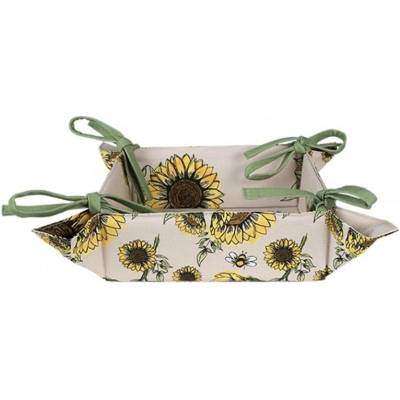 Béžový bavlněný košík na pečivo se slunečnicemi Sunny Sunflowers