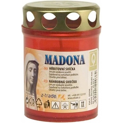 Madona Náhrobná sviečka s viečkom červená 90 g